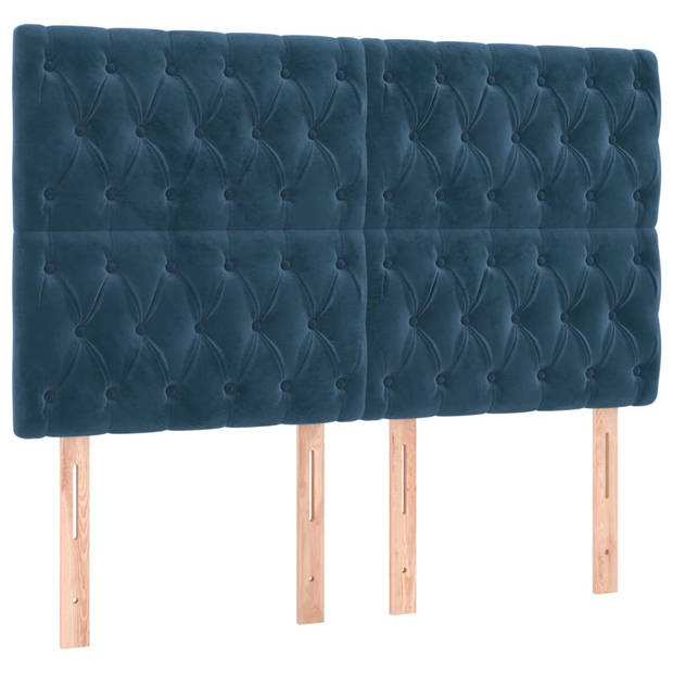 vidaXL Boxspring met matras en LED fluweel donkerblauw 180x200 cm