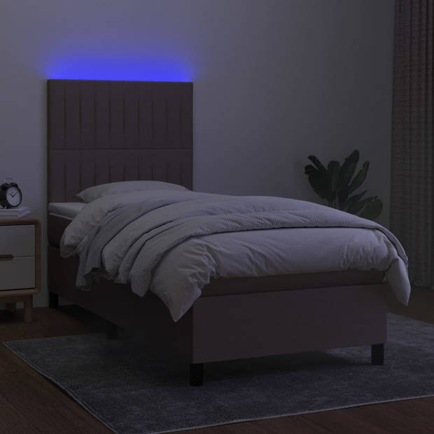 vidaXL Boxspring met matras en LED stof taupe 80x200 cm