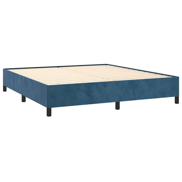 vidaXL Boxspring met matras fluweel donkerblauw 180x200 cm