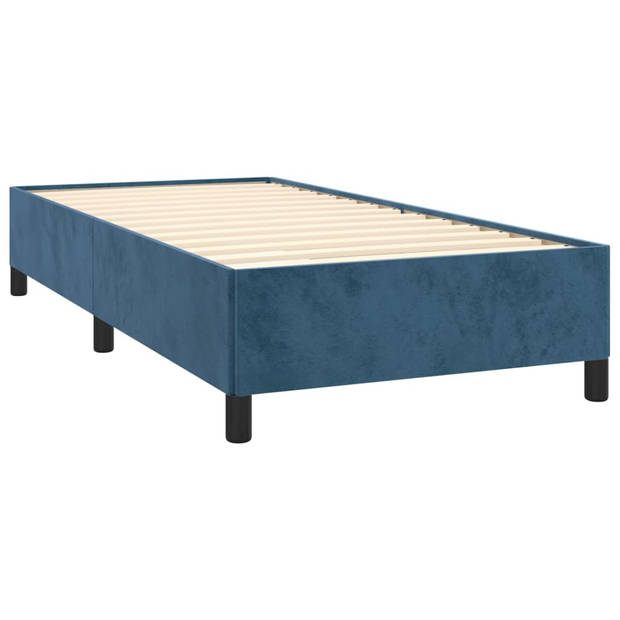 vidaXL Boxspring met matras fluweel donkerblauw 90x200 cm