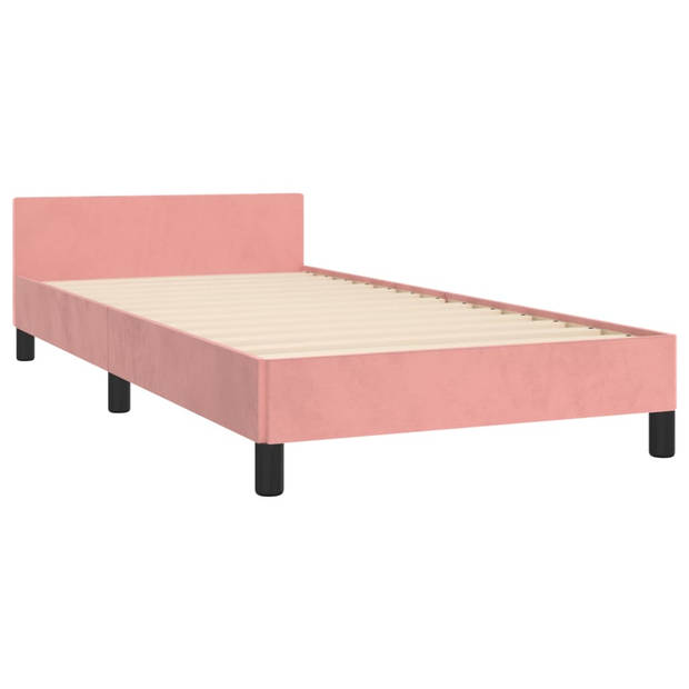 vidaXL Bedframe met hoofdeinde fluweel roze 90x200 cm