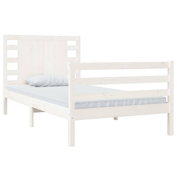 vidaXL Bedframe massief grenenhout wit 100x200 cm