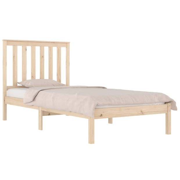 vidaXL Bedframe massief grenenhout zwart 75x190 cm