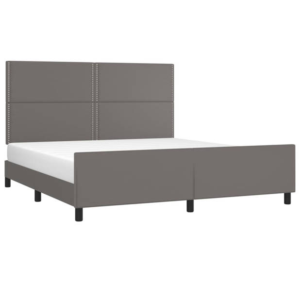 vidaXL Bedframe met hoofdbord kunstleer grijs 160x200 cm