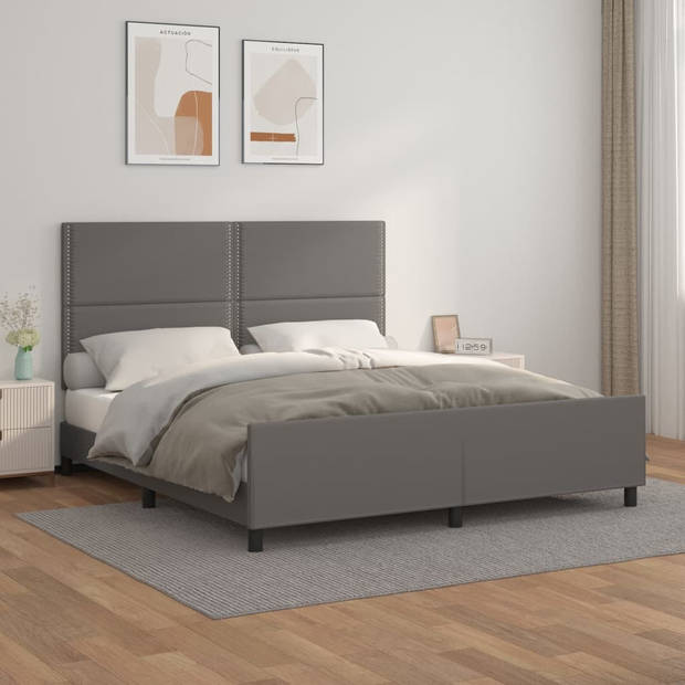 vidaXL Bedframe met hoofdbord kunstleer grijs 160x200 cm