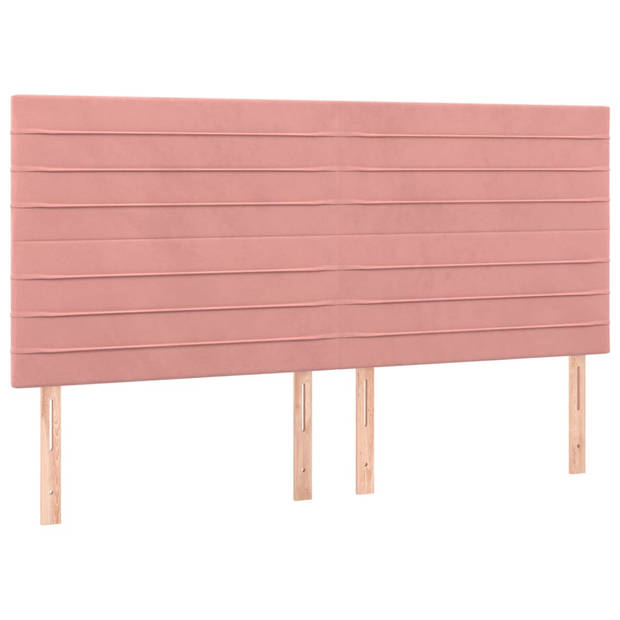 vidaXL Boxspring met matras fluweel roze 180x200 cm