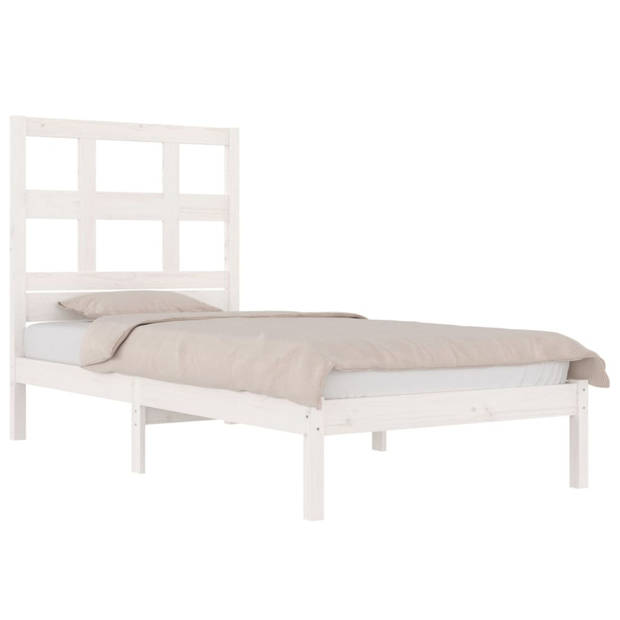 vidaXL Bedframe massief grenenhout wit 90x190 cm