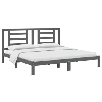 vidaXL Bedframe massief grenenhout grijs 200x200 cm