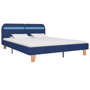 vidaXL Bedframe met LED stof blauw 180x200 cm