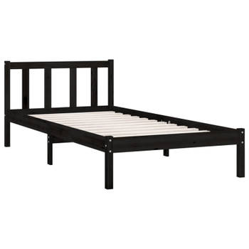 vidaXL Bedframe massief grenenhout zwart 90x190 cm