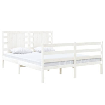 vidaXL Bedframe massief grenenhout wit 120x190 cm