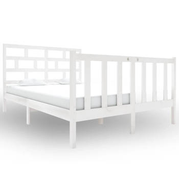 vidaXL Bedframe massief grenenhout wit 120x190 cm