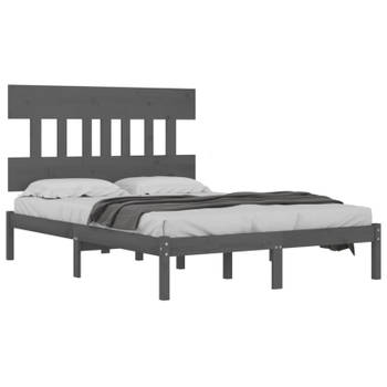 vidaXL Bedframe massief hout grijs 150x200 cm