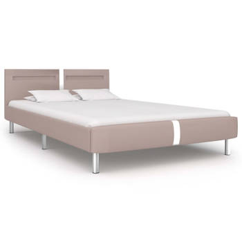 vidaXL Bedframe met LED kunstleer cappuccino 120x200 cm