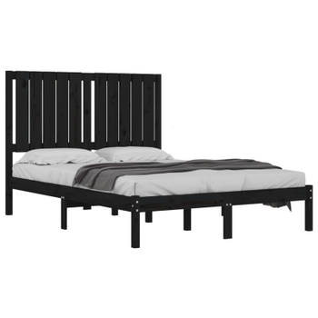 vidaXL Bedframe massief hout zwart 120x190 cm