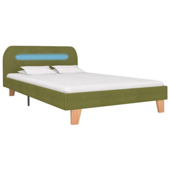 vidaXL Bedframe met LED stof groen 120x200 cm