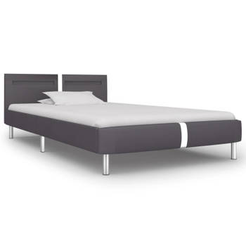 vidaXL Bedframe met LED kunstleer grijs 90x200 cm