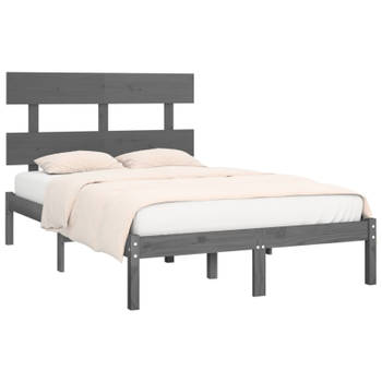 vidaXL Bedframe massief hout grijs 160x200 cm