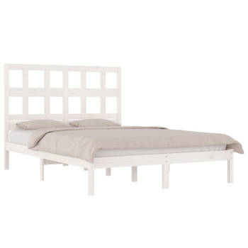 vidaXL Bedframe massief grenenhout wit 120x200 cm