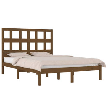 vidaXL Bedframe massief grenenhout honingbruin 200x200 cm