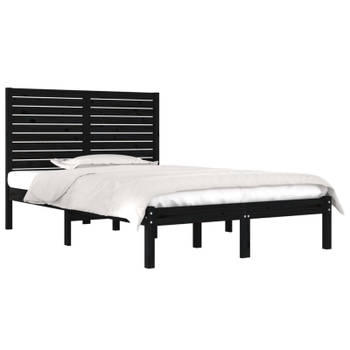 vidaXL Bedframe massief hout zwart 120x190 cm