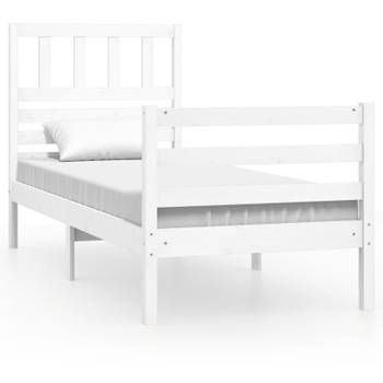 vidaXL Bedframe massief hout wit 90x190 cm