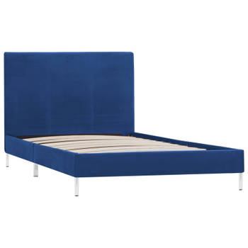 vidaXL Bedframe stof blauw 90x200 cm