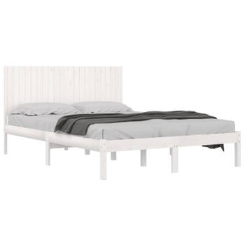 vidaXL Bedframe massief grenenhout wit 200x200 cm