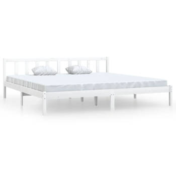 vidaXL Bedframe massief grenenhout wit 180x200 cm