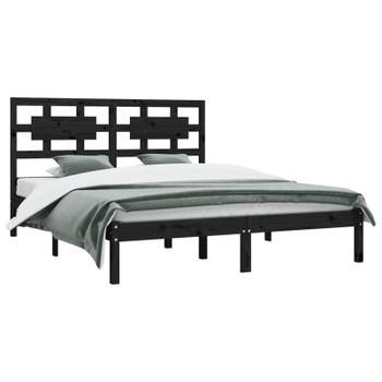 vidaXL Bedframe massief grenenhout zwart 120x200 cm