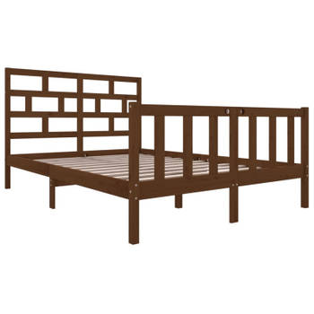 vidaXL Bedframe grenenhout honingbruin 150x200 cm