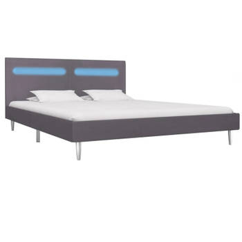 vidaXL Bedframe met LED stof grijs 180x200 cm