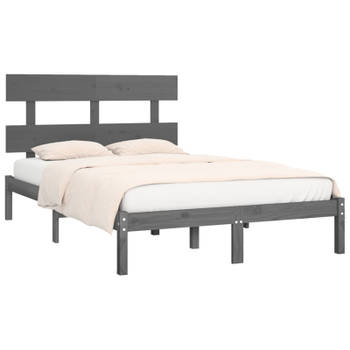 vidaXL Bedframe massief hout grijs 180x200 cm