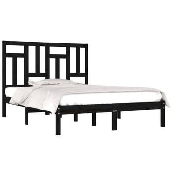 vidaXL Bedframe massief hout zwart 120x190 cm