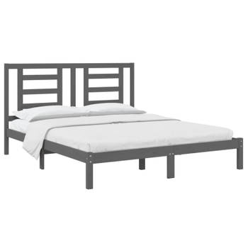 vidaXL Bedframe massief grenenhout grijs 160x200 cm