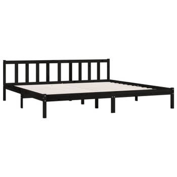 vidaXL Bedframe massief grenenhout zwart 180x200 cm