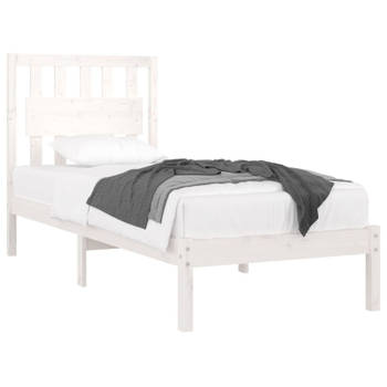 vidaXL Bedframe massief grenenhout wit 100x200 cm