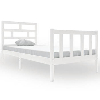 vidaXL Bedframe massief grenenhout wit 90x190 cm