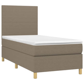 vidaXL Boxspring met matras stof taupe 90x200 cm