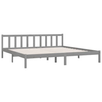 vidaXL Bedframe massief grenenhout grijs 200x200 cm