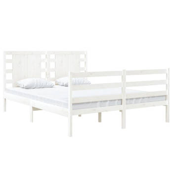 vidaXL Bedframe massief grenenhout wit 140x200 cm