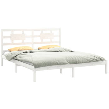 vidaXL Bedframe massief hout wit 160x200 cm