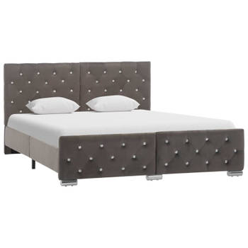 vidaXL Bedframe fluweel grijs 140x200 cm