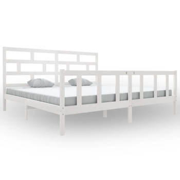 vidaXL Bedframe massief grenenhout wit 200x200 cm