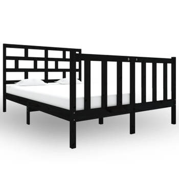 vidaXL Bedframe massief grenenhout zwart 120x190 cm