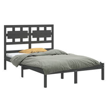 vidaXL Bedframe massief hout grijs 150x200 cm