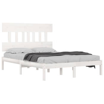 vidaXL Bedframe massief hout wit 200x200 cm