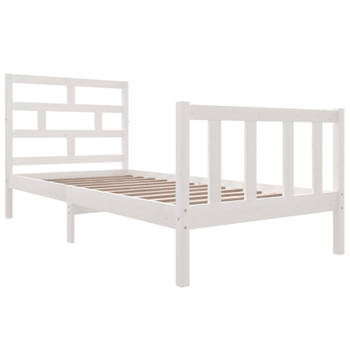 vidaXL Bedframe massief grenenhout wit 90x190 cm