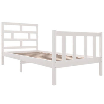 vidaXL Bedframe massief grenenhout wit 90x200 cm