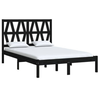 vidaXL Bedframe massief grenenhout zwart 140x200 cm